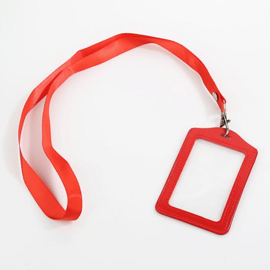 Módní pouzdro na kartu ID odznak Rám z umělé kůže Průhledné pouzdro Kryt Lanyard