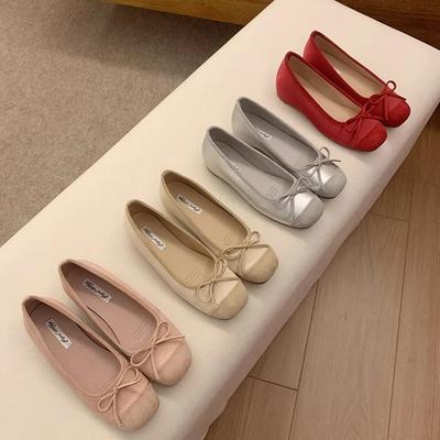 Korean Version of Xiaoxiangfeng Single Shoes Women's Shoes 2025 Spring and Summer New Fairy Pink Retro Bow Ballet Shoes