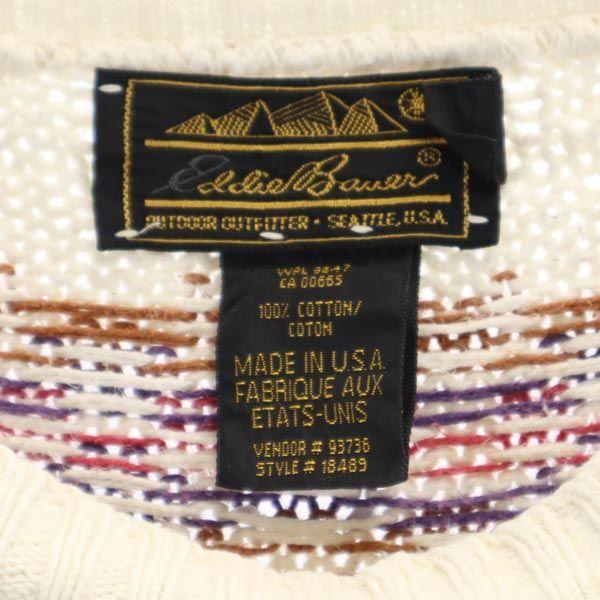 Eddie Bauer 90s Made in USA Old Black Tag Overall handle Long sleeve cotton sweater Women Used