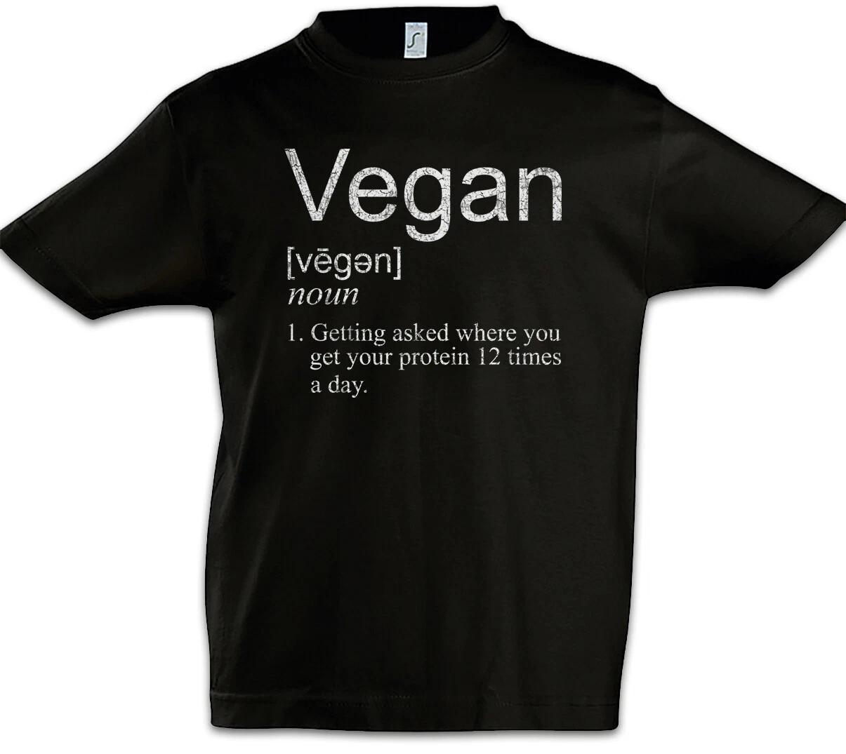 Vegan Proteins Kids Boys T-Shirt Fun Muscles Proteins Weight Lifting Pumps- 120