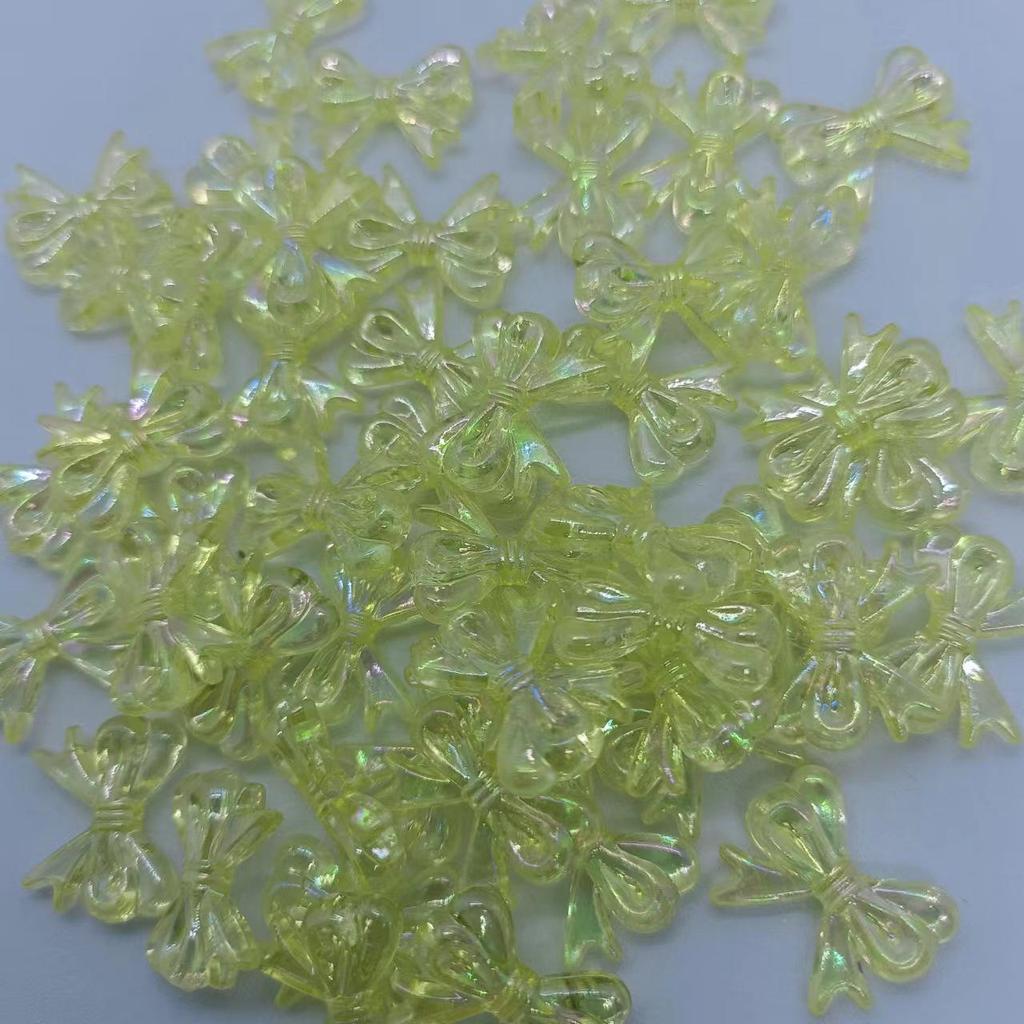 Transparent Acrylic Colored Ribbon Bow Beads for DIY Jewelry Making