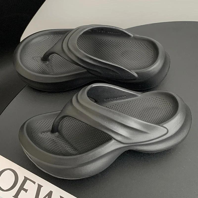Fashion Rimocy Trend Women Wedges Platform Sandals Summer Thick Heel Clip Toe Slippers Outdoor Solid Non-Odorant Sandalias De Mujer Eva