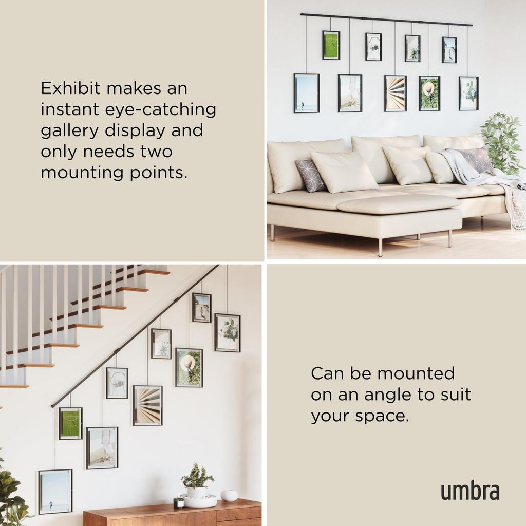 Umbra Exzibit Photo Set of 6x2L Stylish Interior Black Multi-Frame Frames, 9, Size, Wall-Mounted, Hanging, Display, Decor, Gift, Present,
