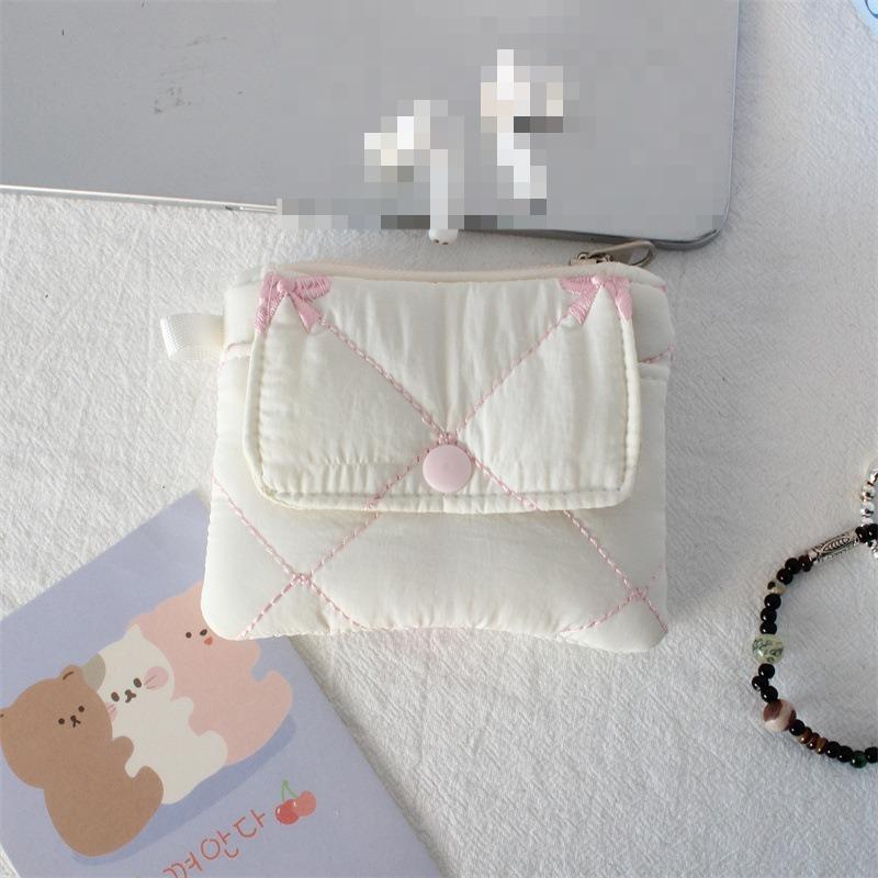 

Cute Style Quilted Card Case ID Case Multi-function Flip Snap Storage Bag Portable Coin Purse Bluetooth Headset Bag