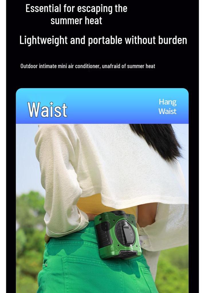 Portable Outdoor Waist & Neck Hanging Cooling Fan with Long Battery Life for Summer Heat Relief