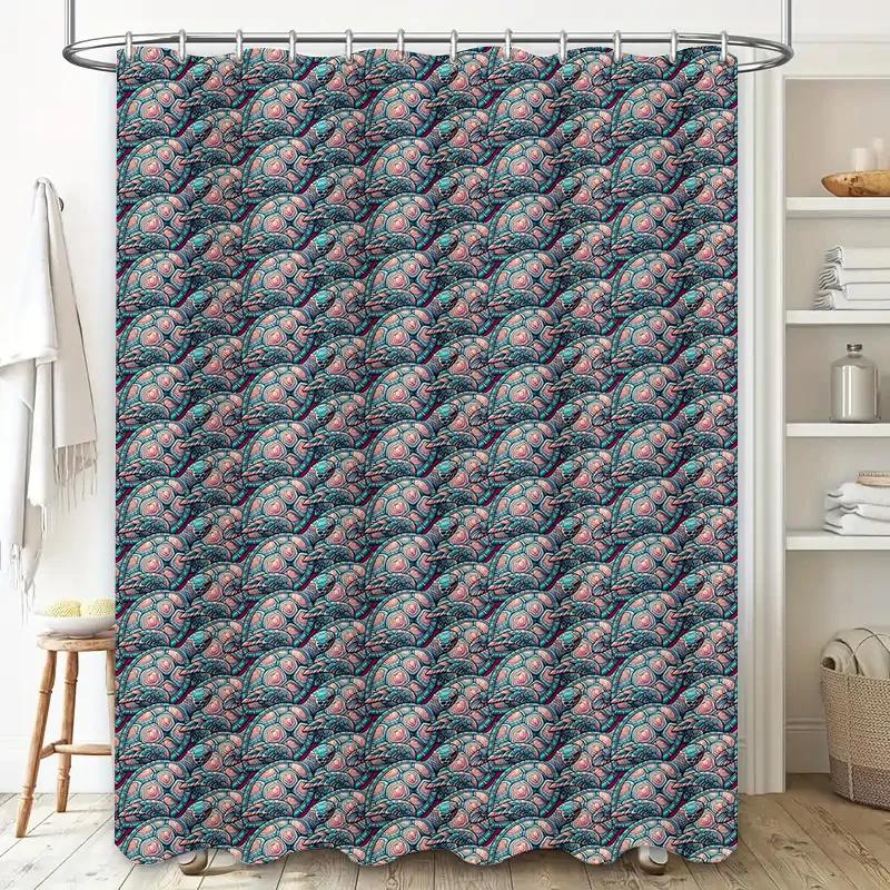 

Modern Blue Pink Abstract Geometric Shower Curtain Decorative Home Bathroom Waterproof Fabric Shower Cover W60H190(CM)-1 Pcs