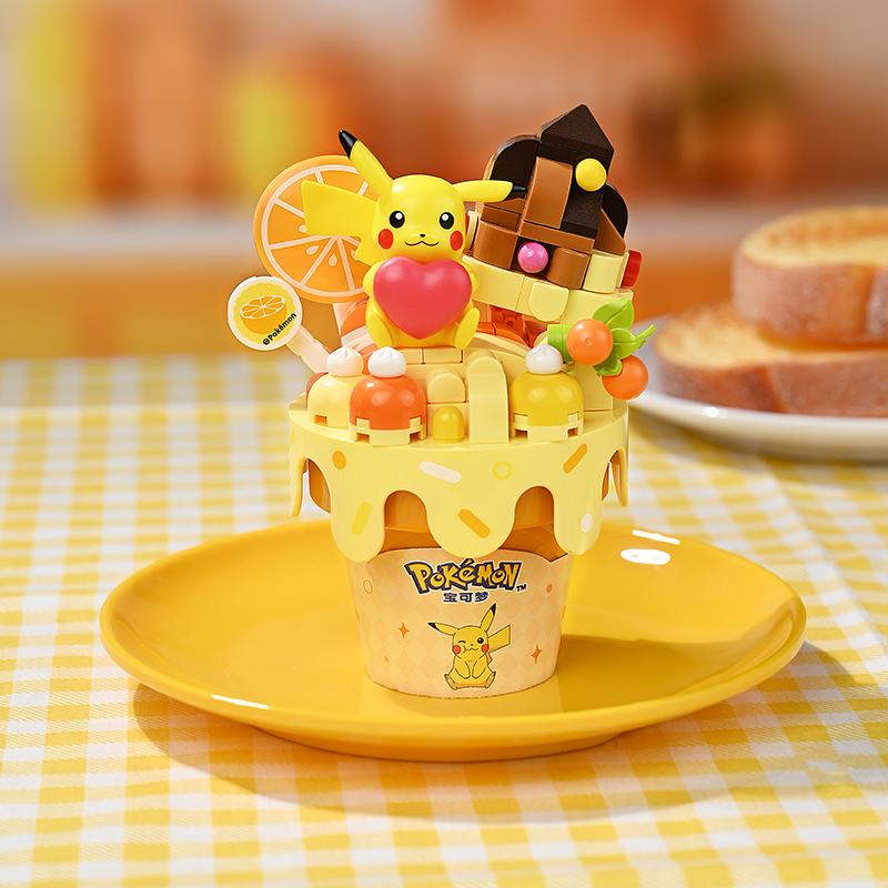 New Keeppley  Ice Cream Series Building Block Toy Pikachu Bulbasaur Tabletop Ornament Model Educational Children's Gifts