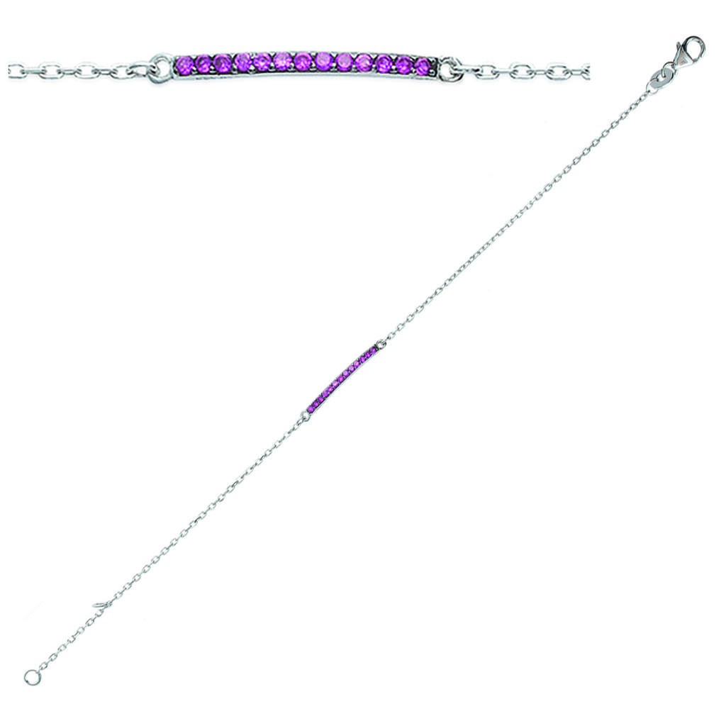 Les Trésors De Lily [K3382] - Bracelet Argent 'Déesse' rose noir argenté (rhodié) - 18x1 mm
