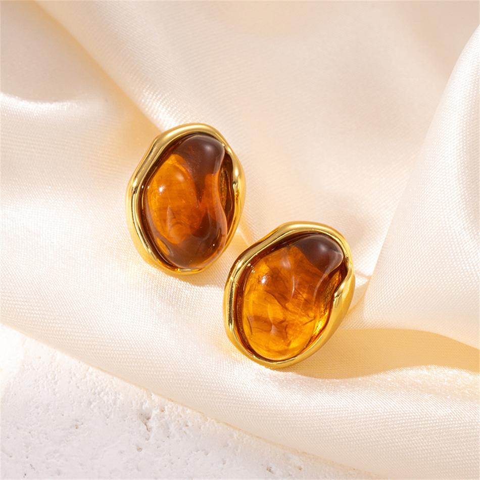 עגילי סטודי בצבע ענבר מייארד לא סדיר, תכשיטי אופנה נשיים בצבע מתוק גיאומטריים לאוזן, תכשיטי חתונה, מתנה רומנטית לילדה