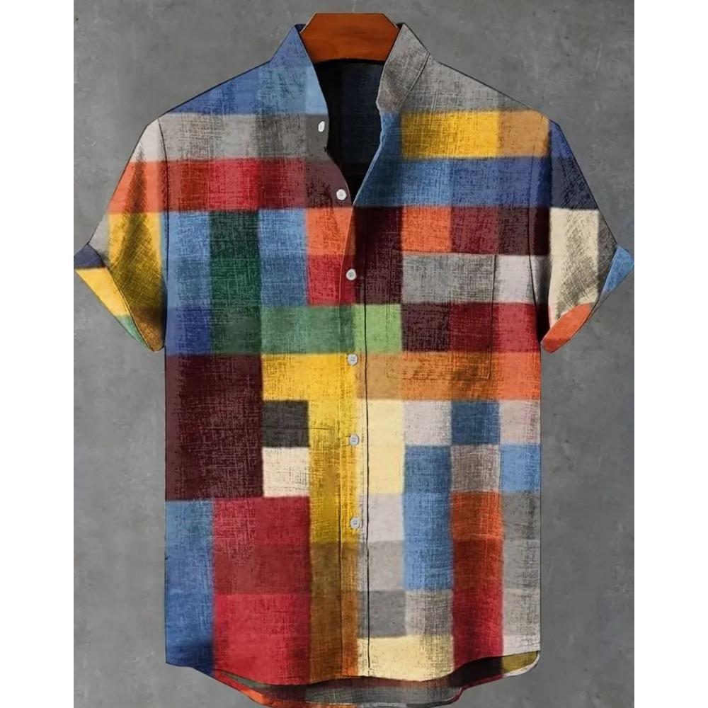 New Men's Printed Hawaiian Shirt Casual Short Sleeve Top Loose Clothing Fashion Vintage Summer Shirt