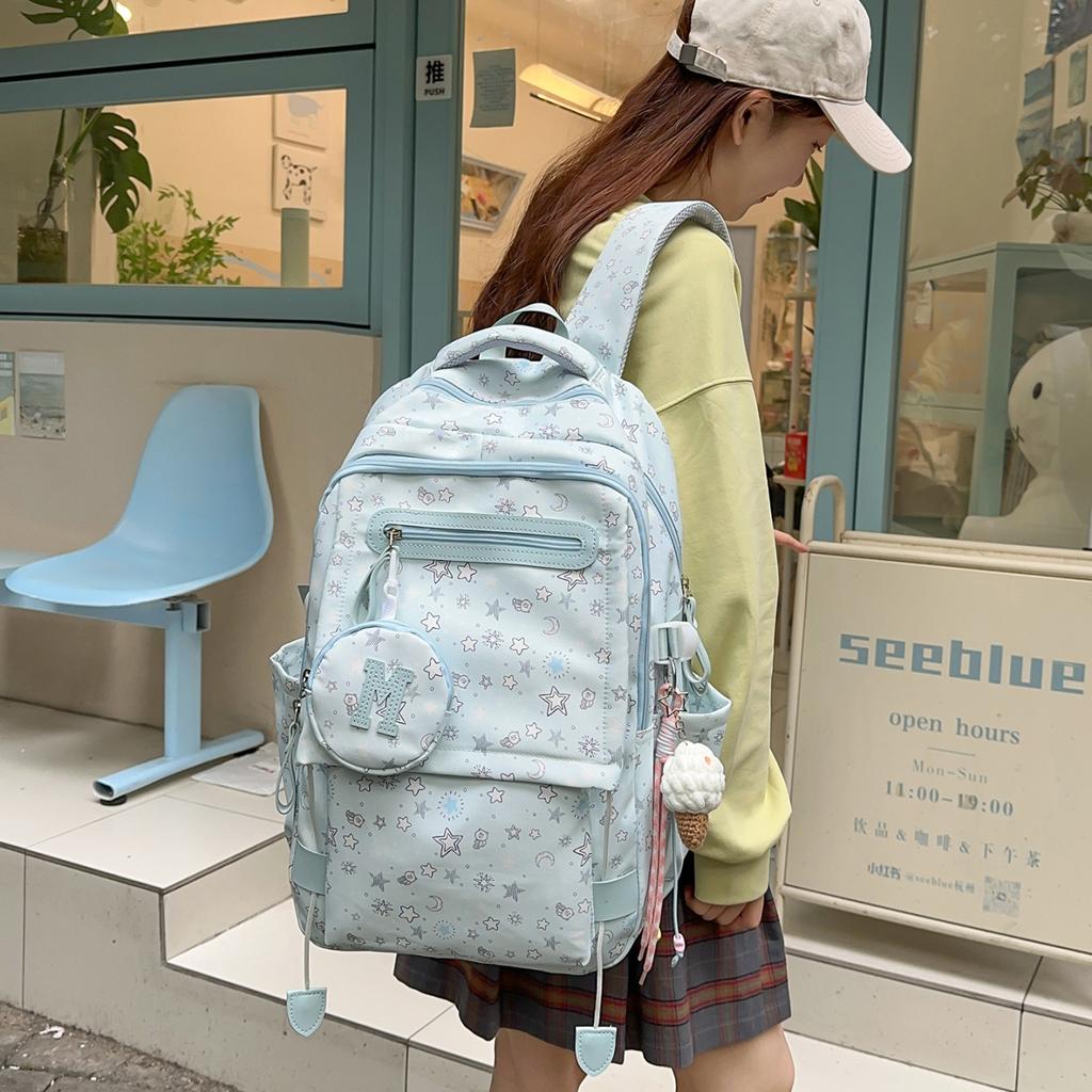 Schoolbag women's new Japanese ins high value fresh and sweet star backpack junior high school students lightweight backpack