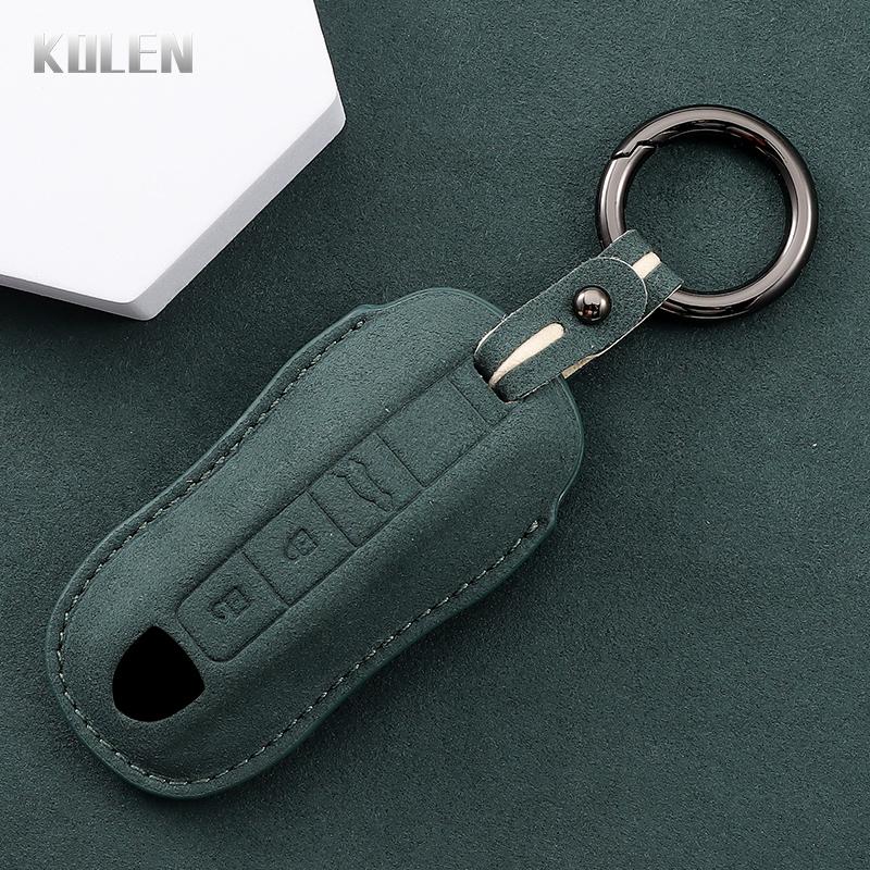 AABKR1 Leather Car Remote Key Case Cover Shell For Porsche Panamera Cayenne 971 911 9YA Boxster 3 Buttons Protected Fob Accessories Bag