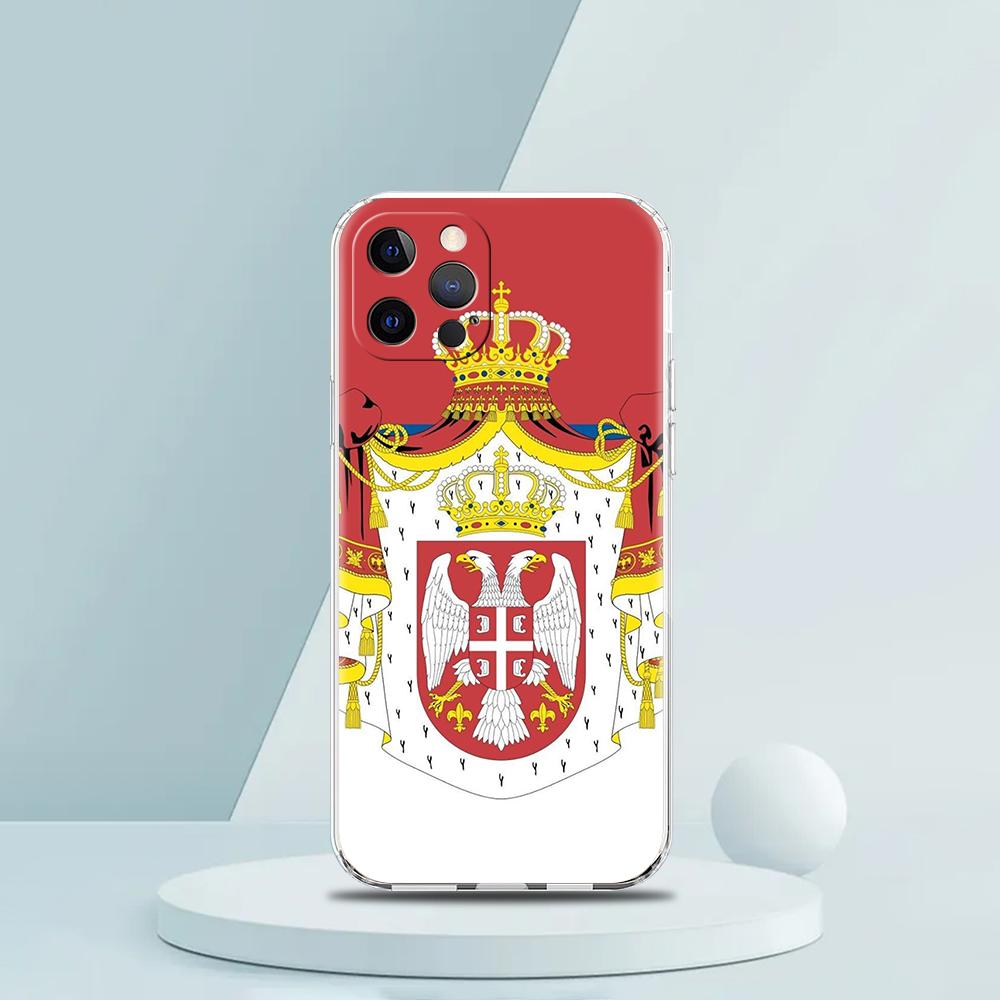 Soft TPU Transparent Phone Case Cover for iPhone 16 15 14 13 12 11 Pro Max XR 8 7 Plus XR Shockproof Shell Serbia Flag Pattern