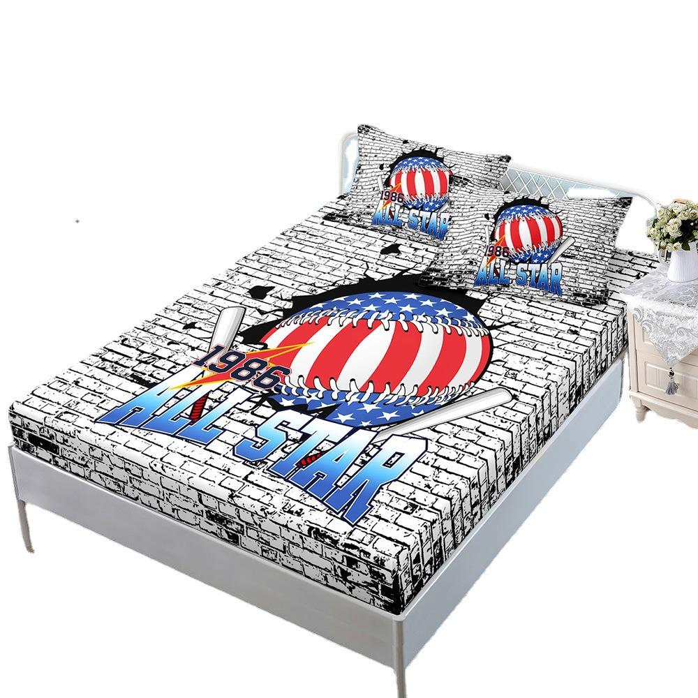 Baseball Sports Mattress Kit Three-Piece Bed Sheet All-Inclusive Mattress Cover Mattress Protective Cover