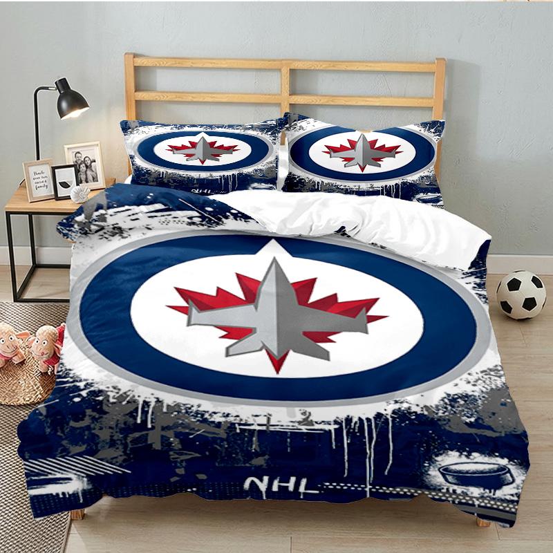 Jets Hockey Team 3PCS Bedding set,Ideal for 1pc Duvet Cover And 2pcs Pillowcases Perfect for Fan gift,Ideal for Bedroom, Dormitory