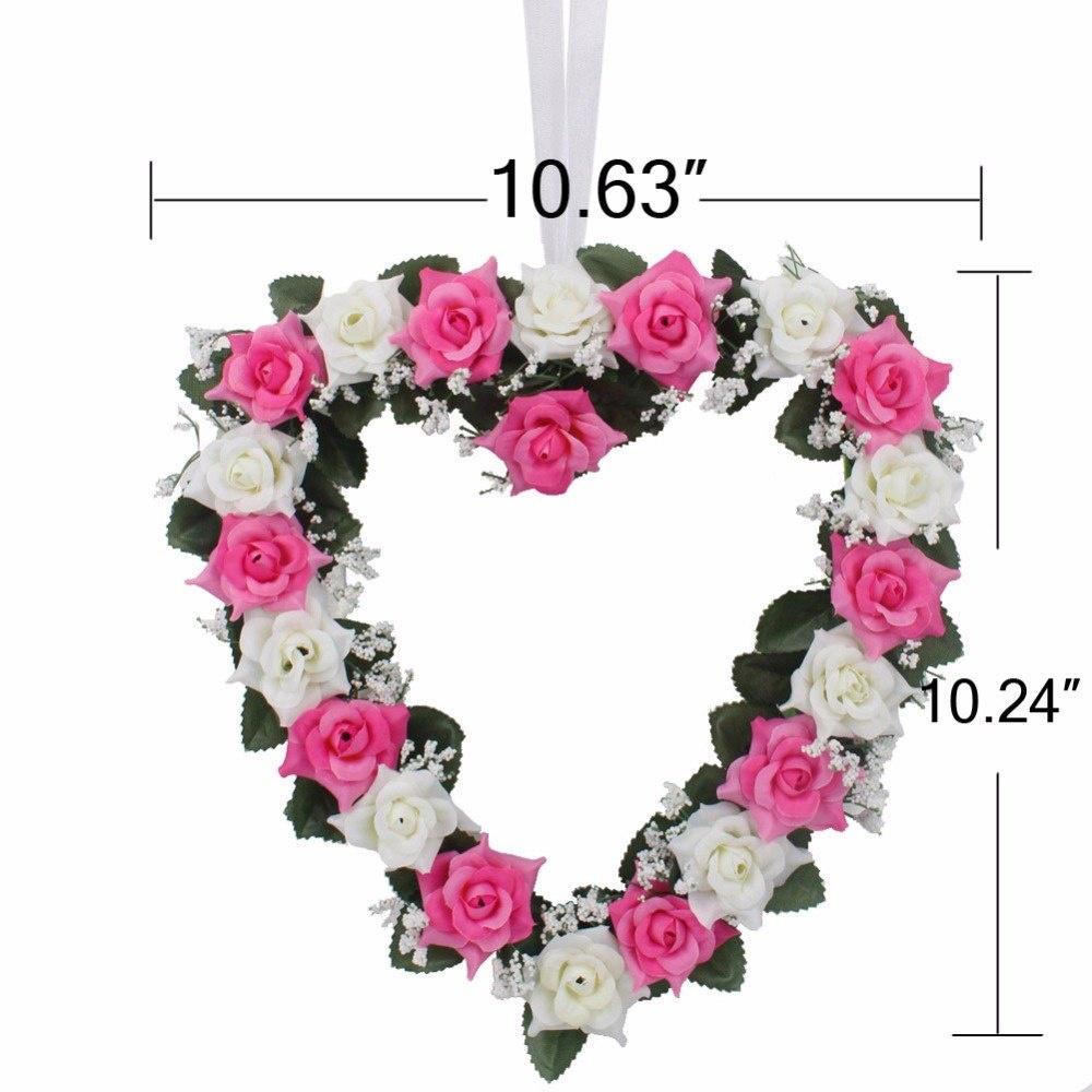 Artificial Flowers for Wedding Decor Romantic Heart Silk Rose Garland Weddings Decor Flowers Wreaths