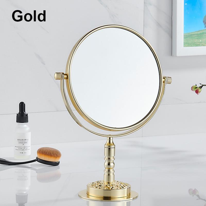 

Двустороннее зеркало для макияжа для ванной комнаты с увеличением 1X/3X, алюминиевая рама, настольное, стоячее, косметическое зеркало (Черный/Серебристый/Золотой) золотой