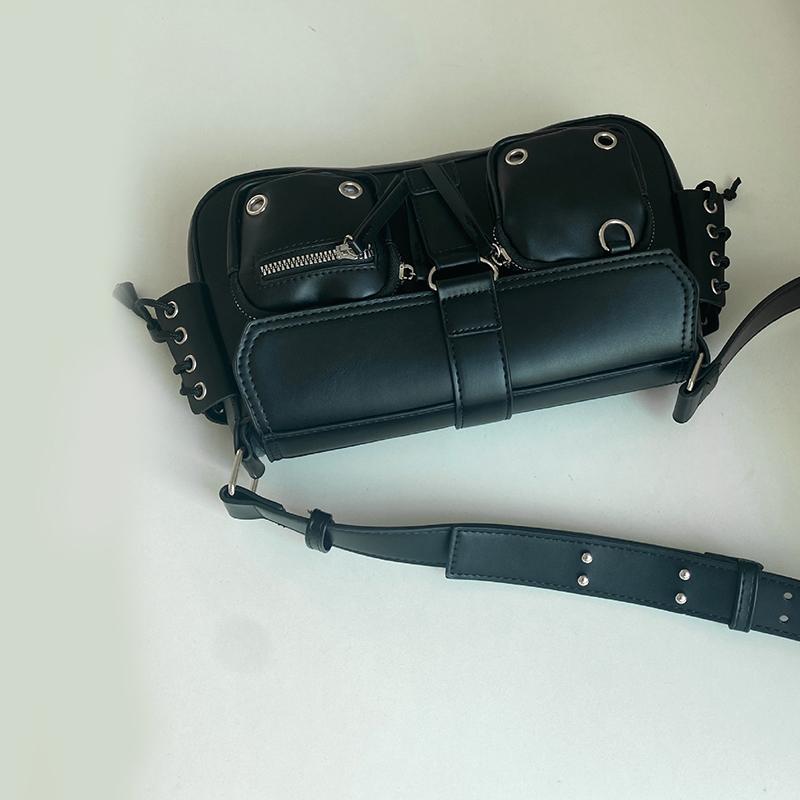 Women Harajuku Vintage Gothic Black Hand Bag Aesthetic Elegant Punk Wallet Purse Handbags Shoulder Trend Tote Bags Quality