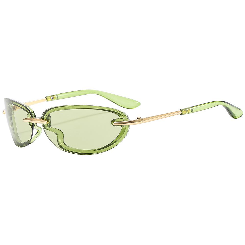 Hong Kong Style Oval Retro Sunglasses Street Photography Vacation Trimmed Sunglasses Women'S Glasses
