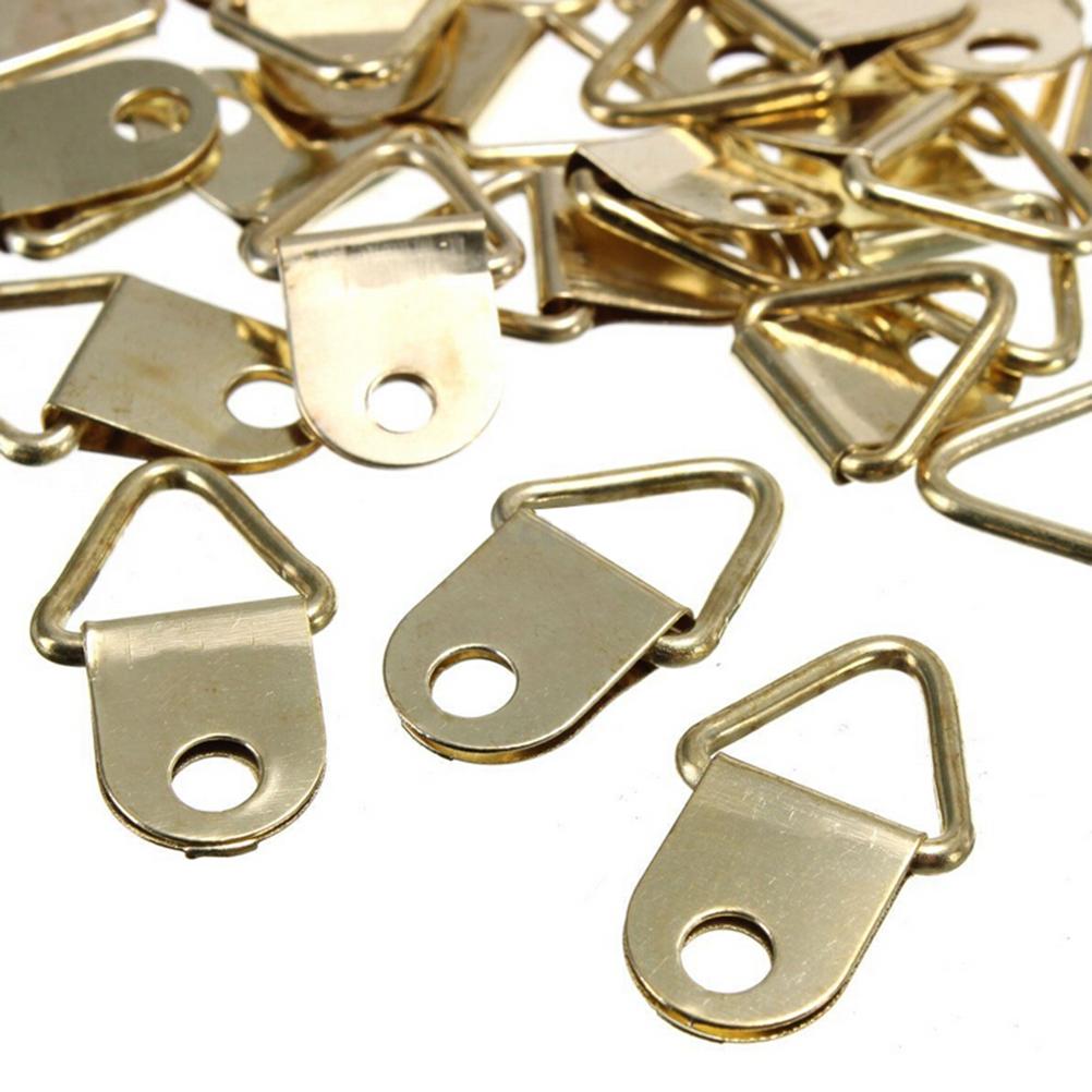 Hot 20pcs Triangle D-Ring Hanging Oil Painting Mirror Frame Hanger Photo Wall Hook Brass Picture Wall Mount Hanger Hook Ring