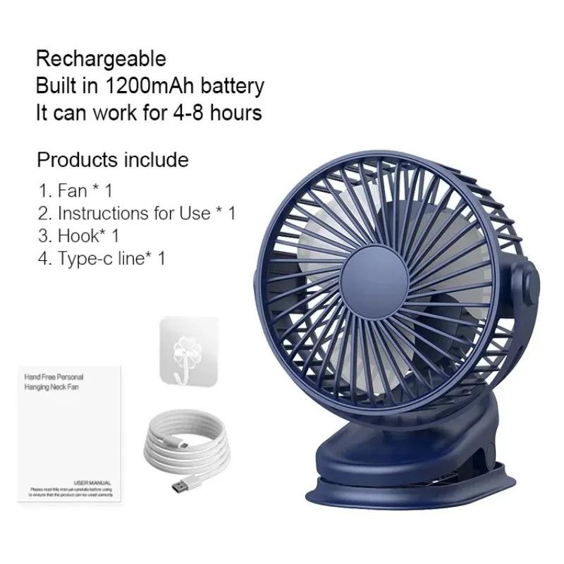 Mini USB Fan Rechargeable Battery Fan with Timer Strong Wind 3 Speed Desktop Portable Quiet Office Camping Outdoor