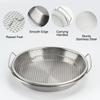 Stainless Steel Mesh Oil Filter Tray Drain Basket Set Reusable Vegetable Draining Rack With Handle Round Fried Food Strainer