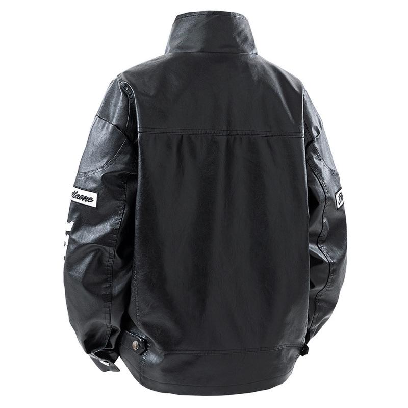 Herren PU-Leder Baseball-Stil Jacke – Dünner Herbst Motorrad Rennmantel, Amerikanischer Street Style Radsportjacke