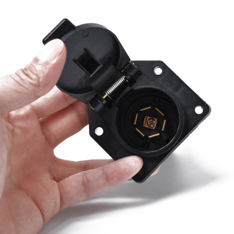 1 Pair Auto Round Trailer Connector 7 Poles RV Male and Female Light Plug 7 Way Connector