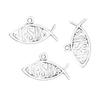 Antique Silver Fish Jesus Pendant for DIY Jewelry and Charm Bracelet 