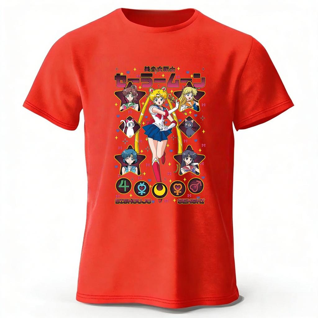 Sommer Neues Sailor Moon Retro Stil Reines Baumwoll T-Shirt Herren Damen Tägliche Mode Lässig Bequem Übergröße Kurze Ärmel