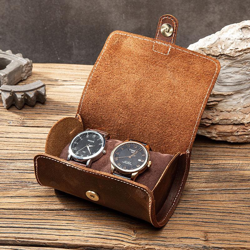 A Vintage Leather Watch Storage Box for Travel, Display, or Home Storage - Compatible with Mechanical Watches, Quartz Watches