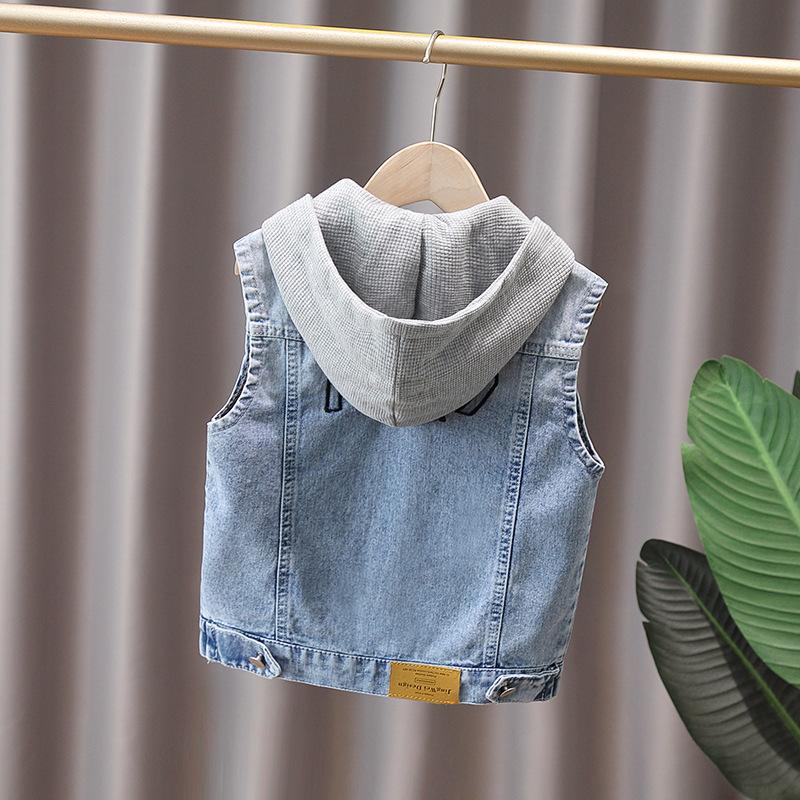 Boys' Spring/Fall Denim Vest Medium-Large Child Size Button-Front Outerwear Stylish Vest