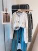 Handmade Floral Round Neck Sweater Coat for Women - 2025 Autumn/Winter Collection, Loose Fit, Thick Knit Cardigan Style.
