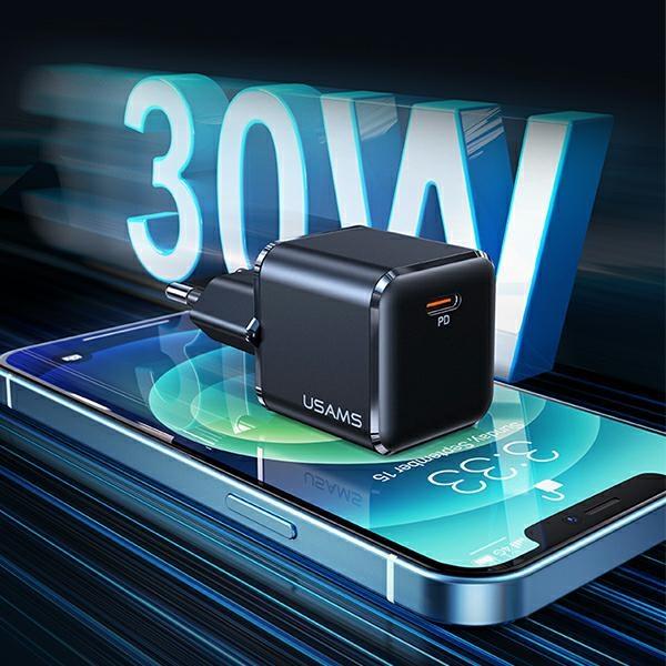 USAMS Land. Network. 1Xusb-C T45 Mini 30W(OnlyHead) Pd3.0 Fast Charging Black/Black Cc148Tc01 (Us-Cc148)