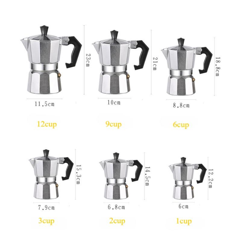 Aluminum Mocha Pot for Household Kitchen Espresso Machine Octagonal Mocha Pot