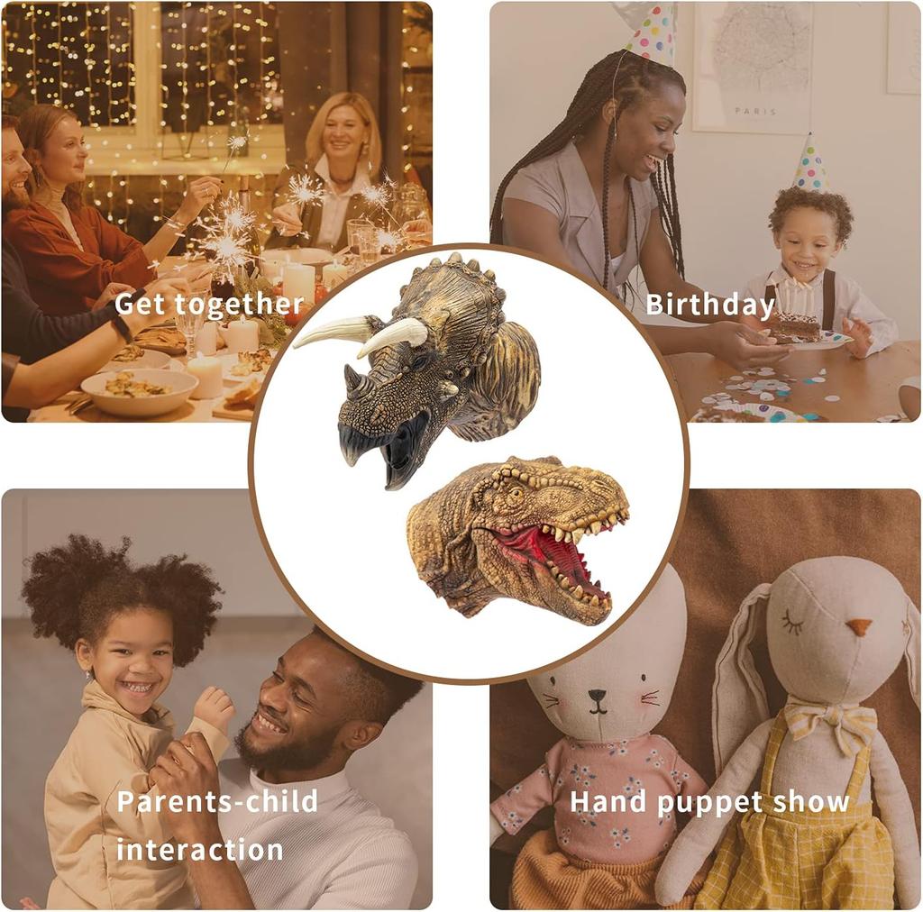 Dinosaur Puppet Realistic Dinosaur Head Hand Puppets Toy Flexible Rubber Hand Puppet Soft Dinosaur Toys For Kids