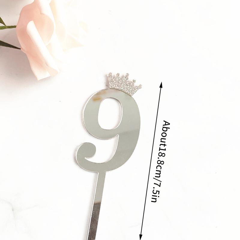 INS 0-9 Number Acrylic Mirror Cake Toppers For Kids Adults Birthday Party Supplies Wedding Anniversary Days Cake Decorations