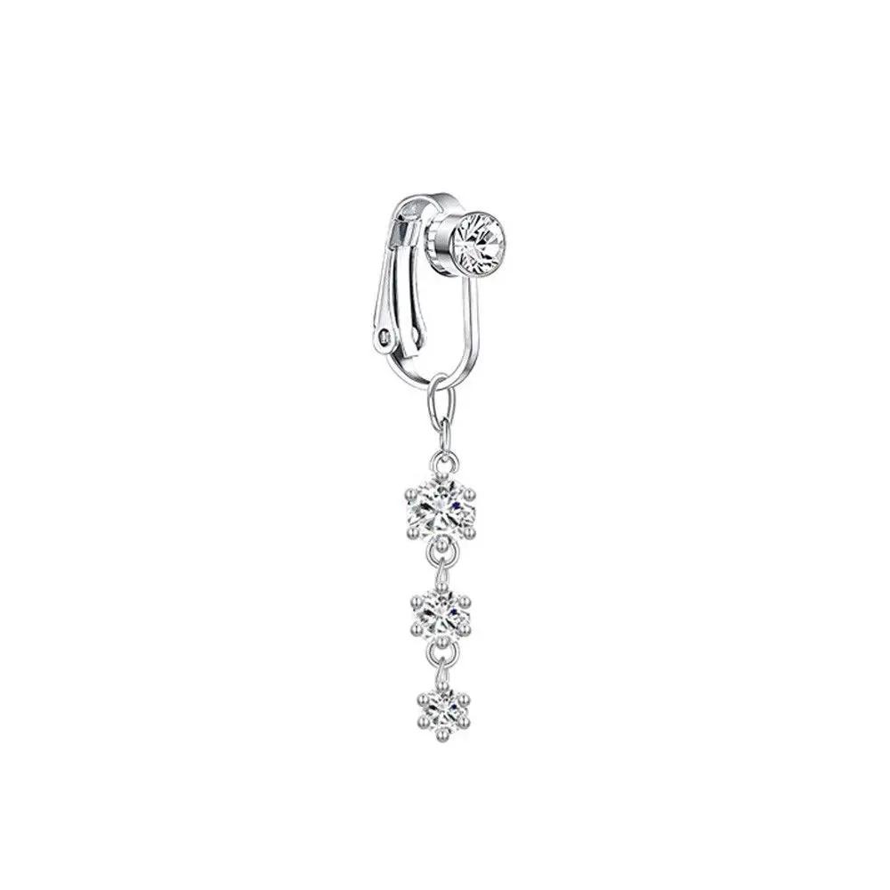 Zircon Earring Clip Faux Piercing Cartilage Clip Fake Belly Rings Navel Clip on Belly Button Rings Body Jewelry