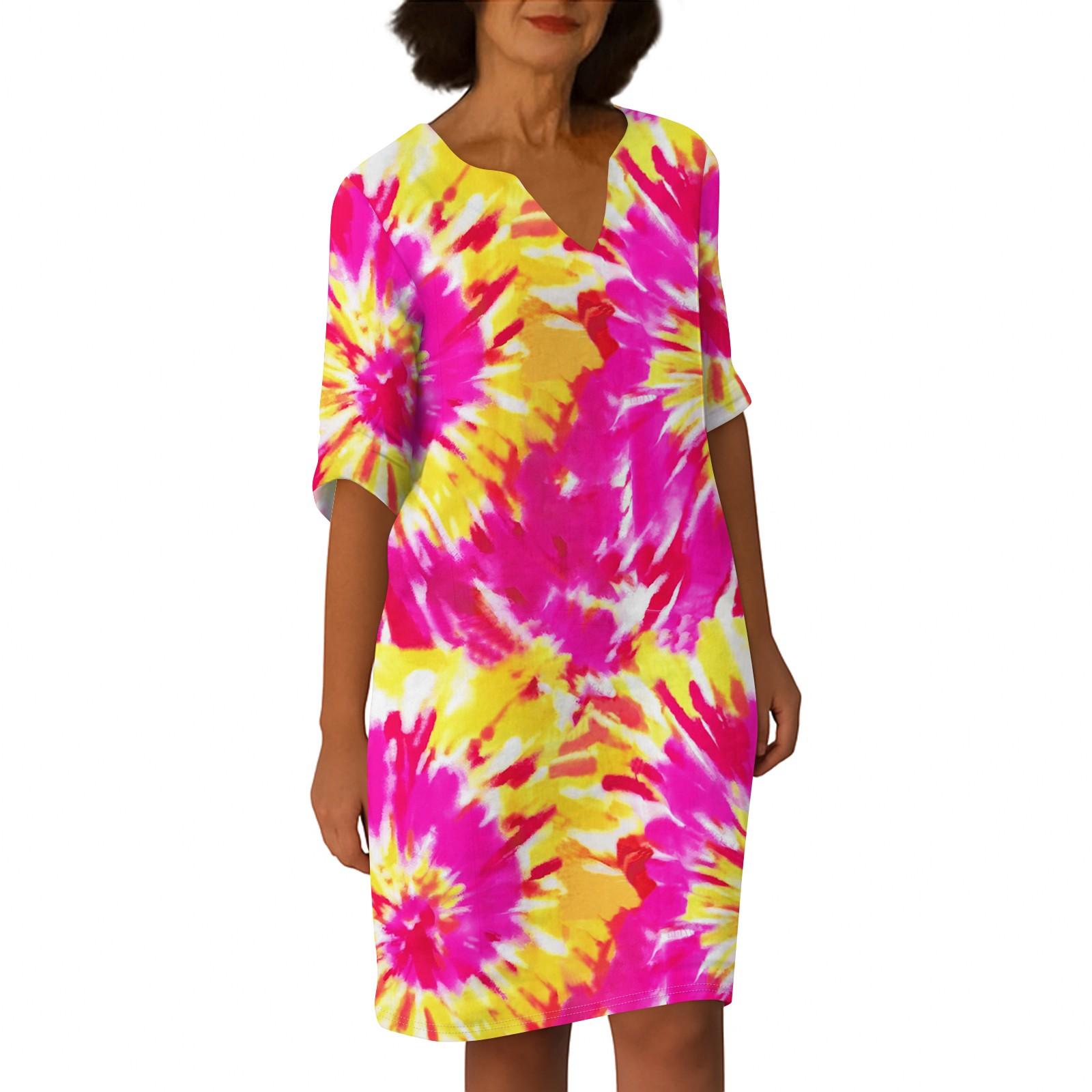 

Платья для женщин. Винтажное платье-туника с принтом и талией. Летнее повседневное платье с половиной рукавов. XXL винный