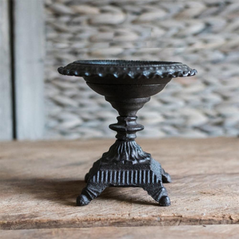5.12in Vintage Pillar Candle Stand Iron Ornate Iron Candlestick  Fireplace Mantel Decor