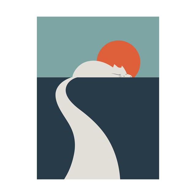 Abstract Animal Cat Landscape Wall Art Poster and Printing Big Wave Canvas Painting Mountain Sun Picture