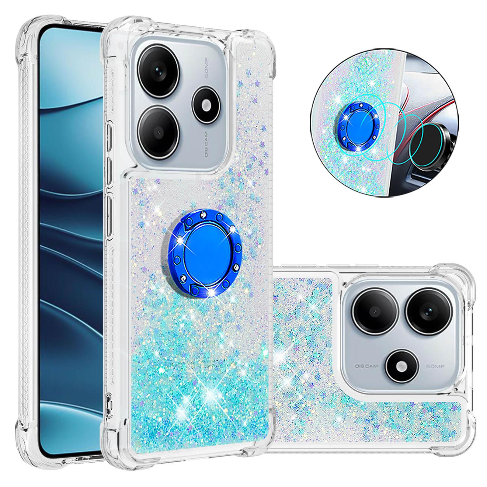 

For Xiaomi Redmi Note 14 5G TPU Case with Kickstand Quicksand Shockproof Cover Blue/Pentagram