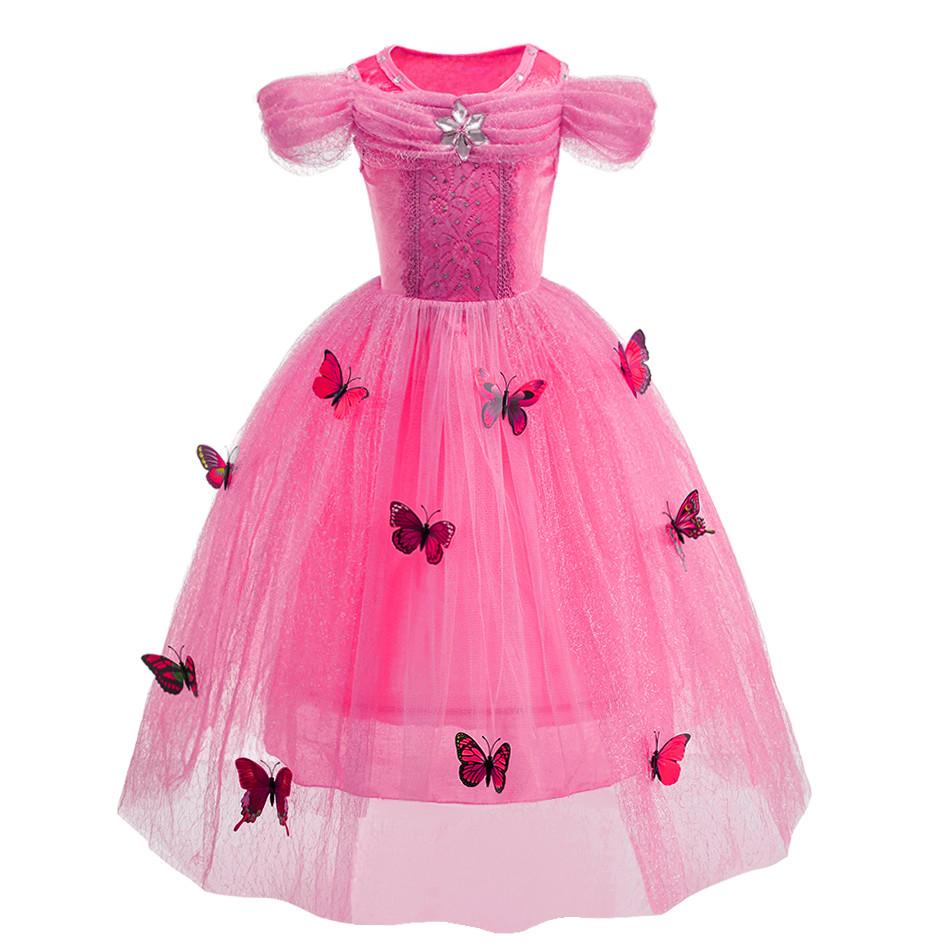 Children New Elsa Costume Little Girls Princess Cosplay Birthday Sequin Maxi Dresses Cinderella Rose Red Performance Ball Gown