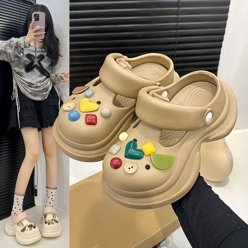 Small People Increase Their Height and Step On Shit, Mary Jane Hole Shoes 2025 Summer and Autumn New High-value Versatile Non-slip Cool Slippers