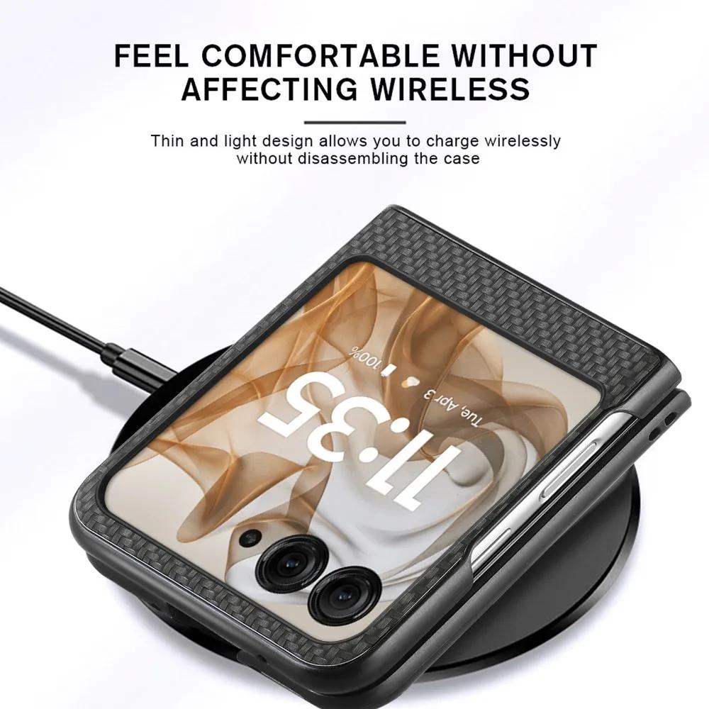 For Motorola Razr 50 Ultra Mooto Razr40 Carbon Fiber Pattern Plain PU Leather Phone Case Solid Color Anti-drop Protective Cover