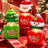 Light Up Santa Claus Stress Relief Keychain Voice Function Christmas Key Ring For Bag Pendant Xmas Party Small Gift