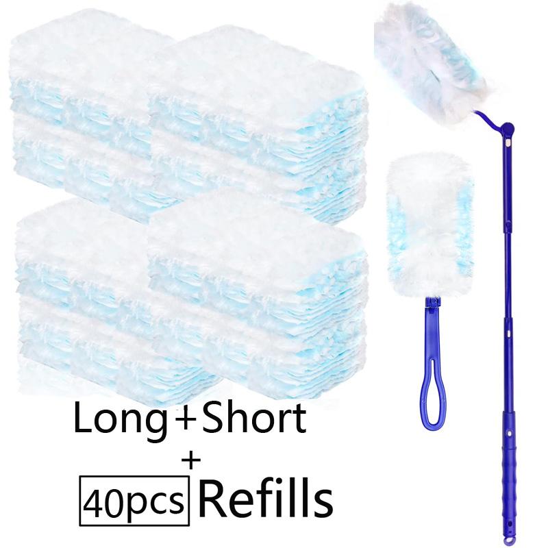 Disposable Electrostatic Duster Brush with Adjustable Handle Replace Refills for Home Office Blinds Car Duster Cleaning Tool