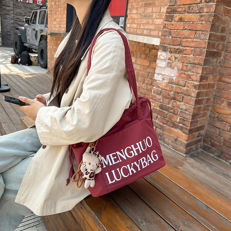 Джинсовая сумка женская сумка через плечо с завязками большая вместительная сумка-тоут — фото 6