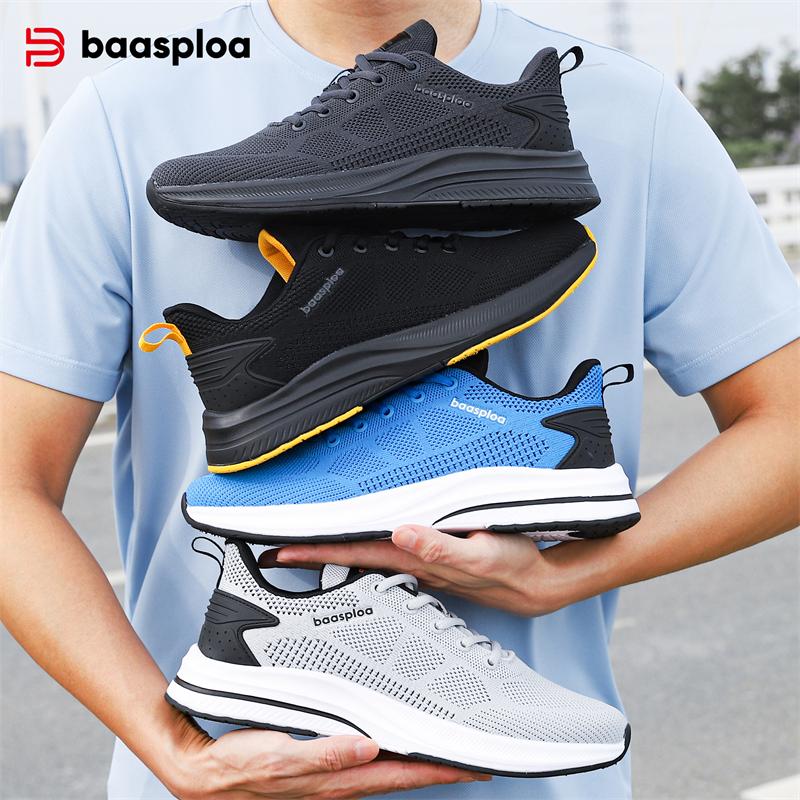 Baasploa Men Running Shoes Lightweight Breathable Tennis Shoes Sports Shoes Casual Fashion Men Walking Shoes Non-slip Sneakers