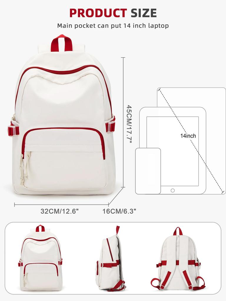 15.6'' Large Capacity Laptop Backpack for Women, Teen School Backpack for Girls Boys, Waterproof Travel Daily Bag Black Rucksack